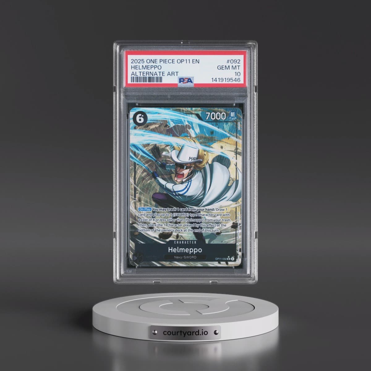 2025 One Piece OP11-A Fist of Divine Speed #092 Helmeppo - Alternate Art (PSA 10 GEM MINT)