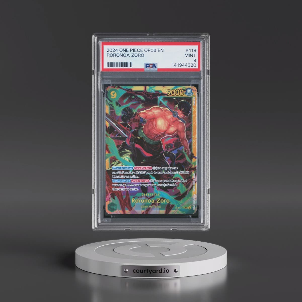 2024 One Piece OP06-Wings of the Captain #118 Roronoa Zoro (PSA 9 MINT)