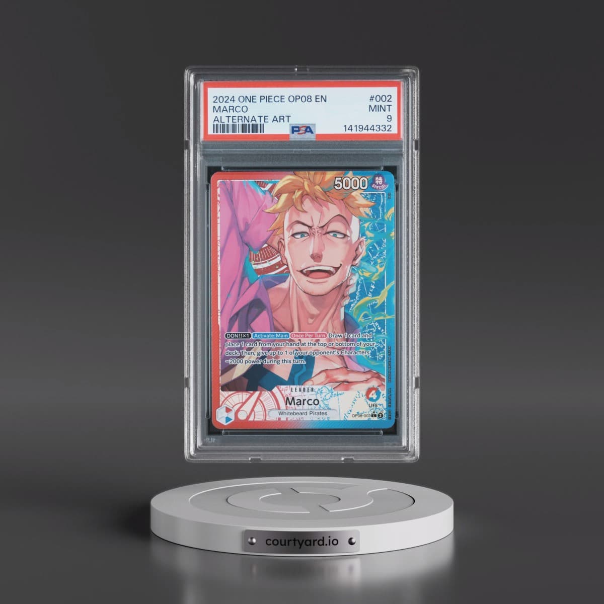 2024 One Piece OP08-Two Legends #002 Marco - Alternate Art (PSA 9 MINT)