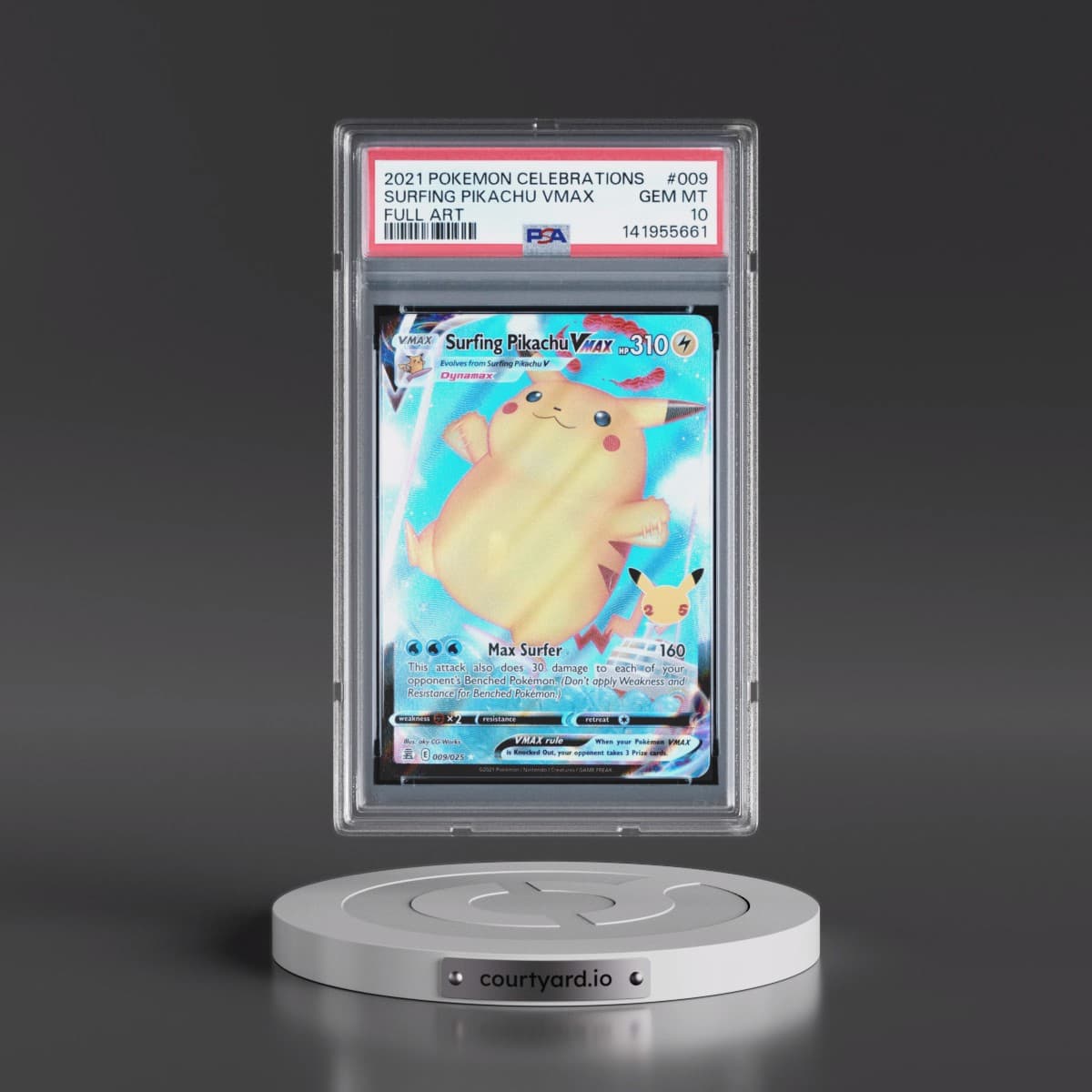 2021 Pokémon Celebrations #009 Surfing Pikachu Vmax - Full Art (PSA 10 GEM MINT)