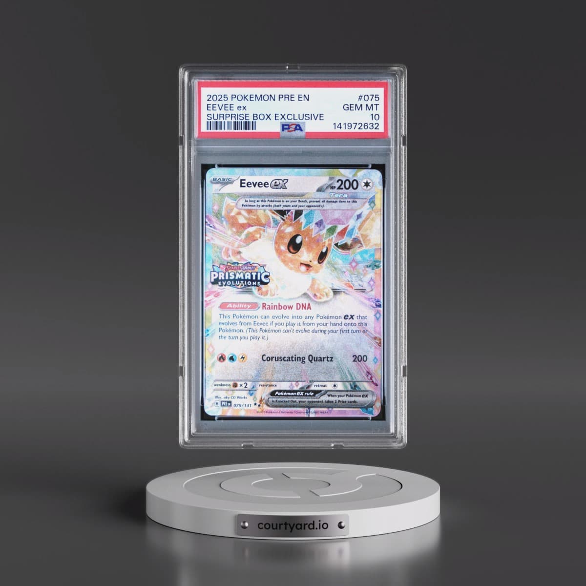 2025 Pokémon Pre EN-Prismatic Evolutions #075 Eevee EX - Holo Surprise Box Exclusive (PSA 10 GEM MINT)