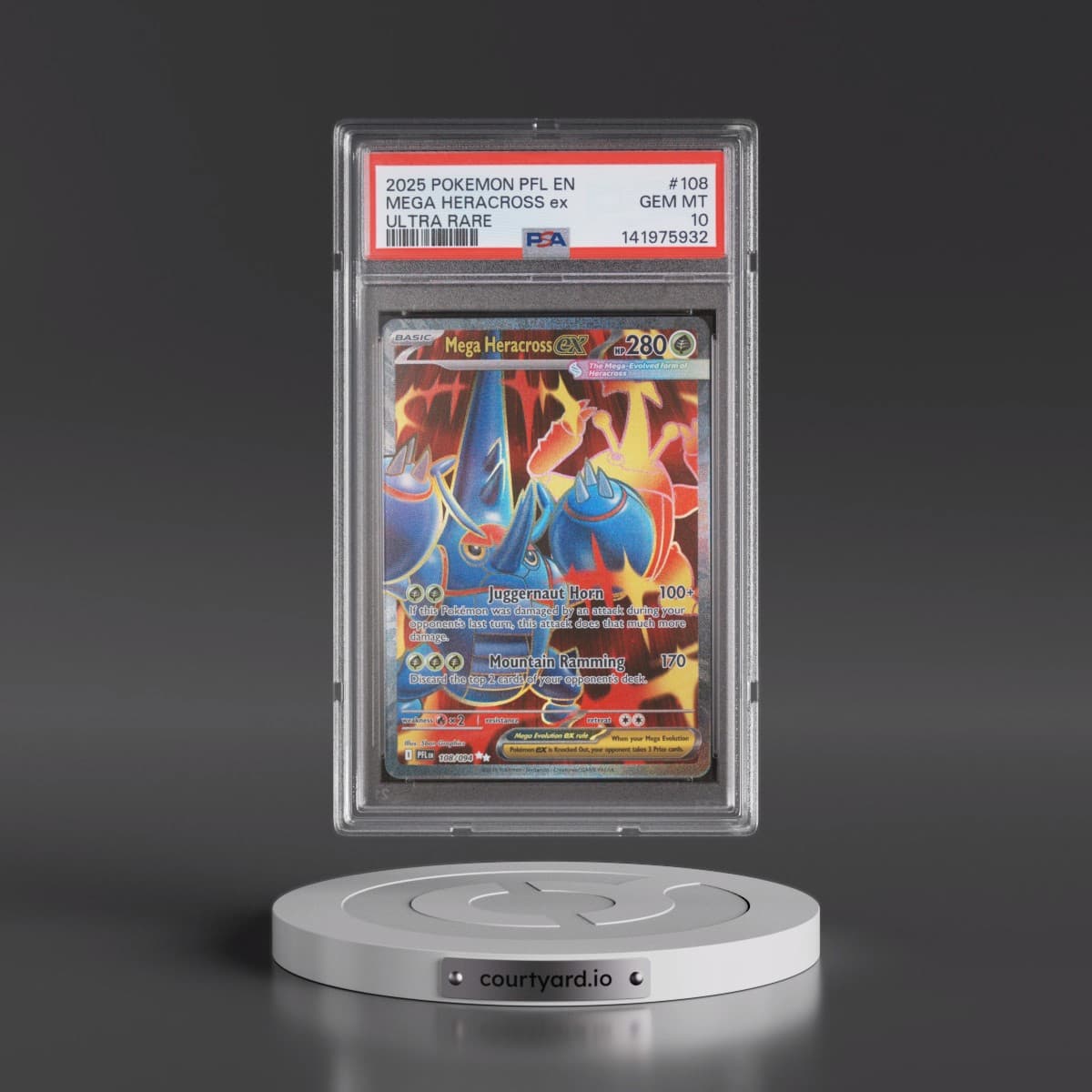2025 Pokémon Pfl EN-Phantasmal Flames #108 Mega Heracross EX - Holo Ultra Rare (PSA 10 GEM MINT)