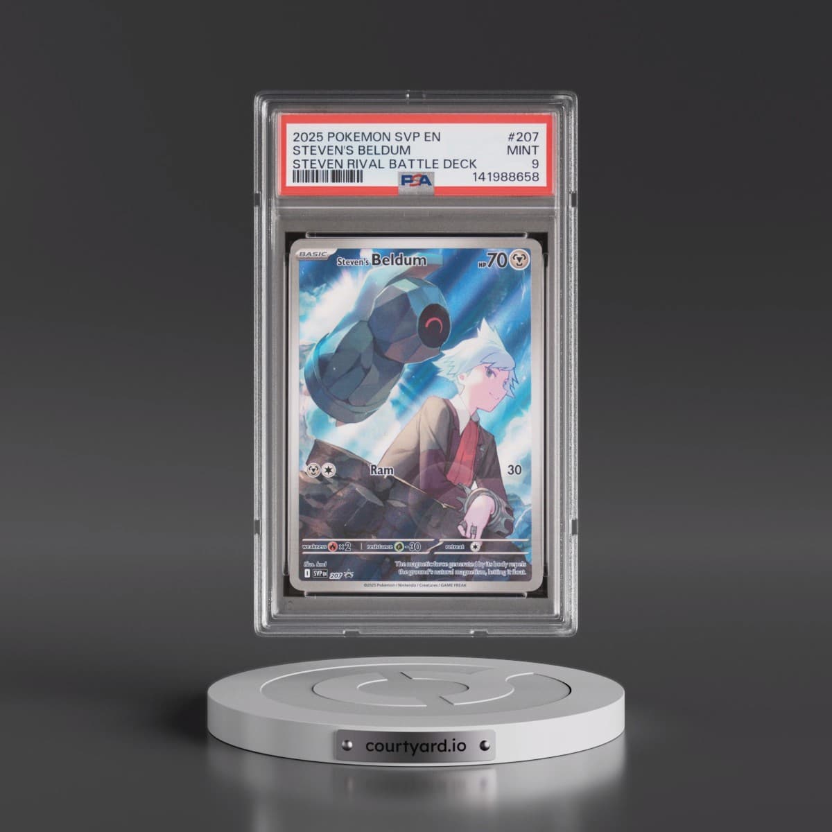 2025 Pokémon Svp EN-SV Black Star Promo #207 Steven's Beldum - Steven Rival Battle Deck (PSA 9 MINT)