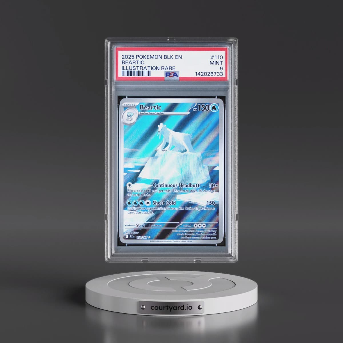 2025 Pokémon Blk EN-Black Bolt #110 Beartic - Illustration Rare (PSA 9 MINT)