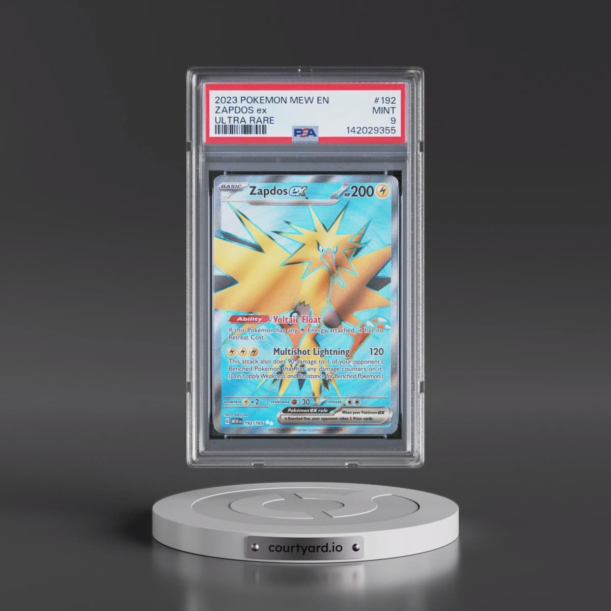 2023 Pokémon Mew EN-151 #192 Zapdos EX - Holo Ultra Rare (PSA 9 MINT)