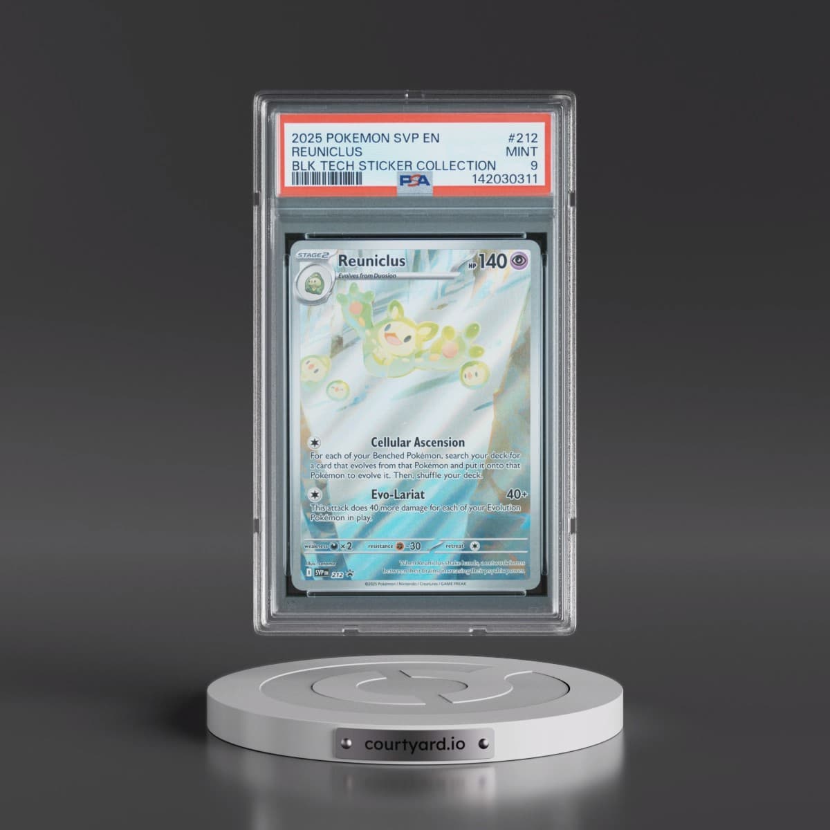 2025 Pokémon Svp EN-SV Black Star Promo #212 Reuniclus - Black Bolt Tech Sticker Collection (PSA 9 MINT)