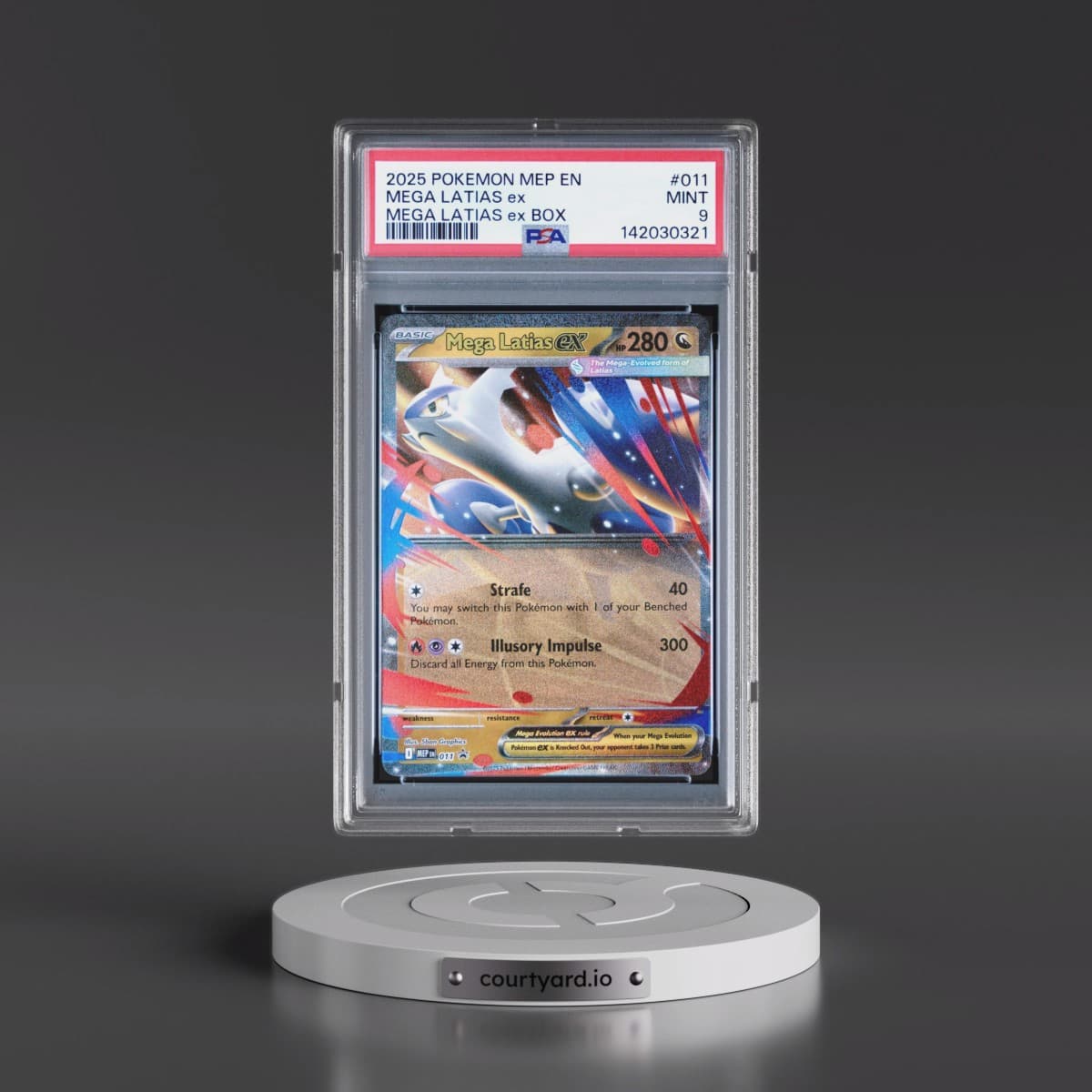 2025 Pokémon Mep EN-Me Black Star Promo #011 Mega Latias EX - Holo Mega Latias EX Box (PSA 9 MINT)