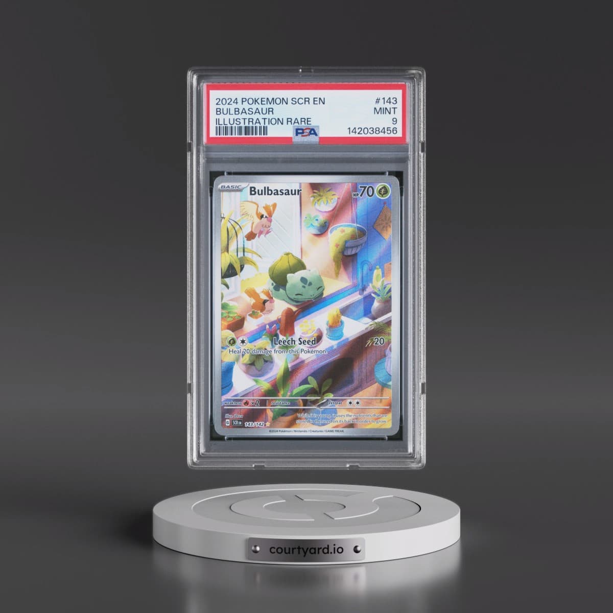 2024 Pokémon Scr EN-Stellar Crown #143 Bulbasaur - Illustration Rare (PSA 9 MINT)