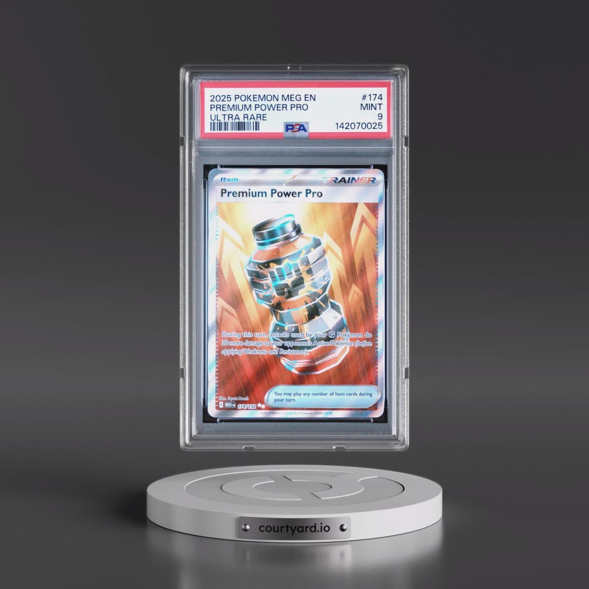 2025 Pokémon Meg EN-Mega Evolution #174 Premium Power Pro - Ultra Rare (PSA 9 MINT)