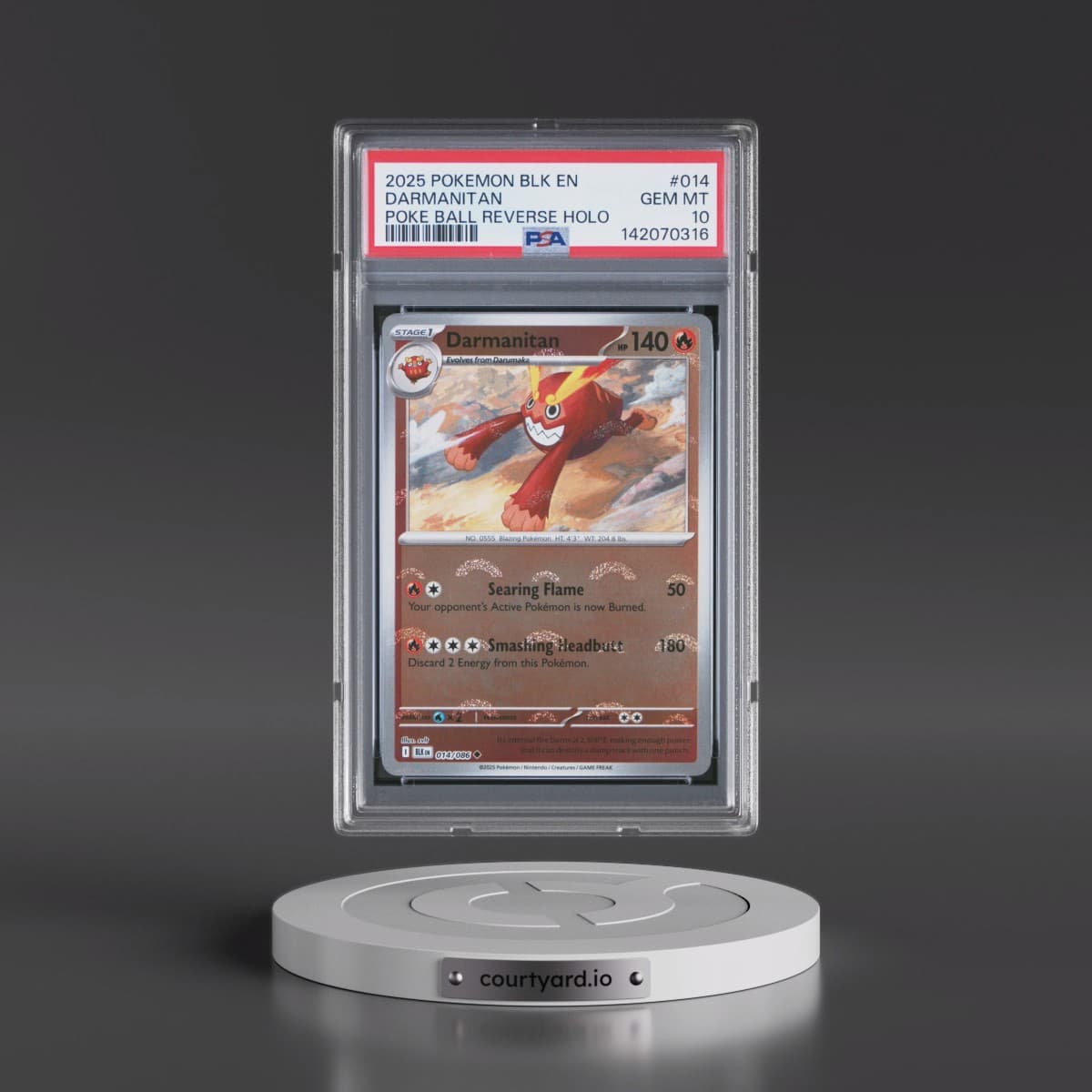 2025 Pokémon Blk EN-Black Bolt #014 Darmanitan - Reverse Holo Poke Ball (PSA 10 GEM MINT)
