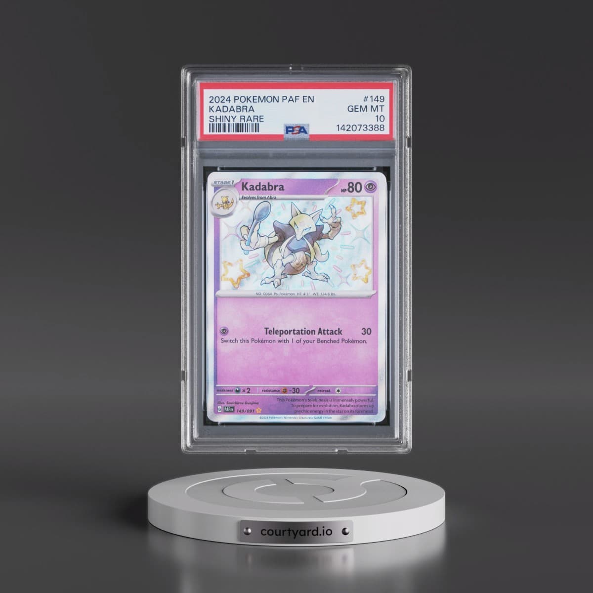 2024 Pokémon Paf EN-Paldean Fates #149 Kadabra - Shiny Rare (PSA 10 GEM MINT)