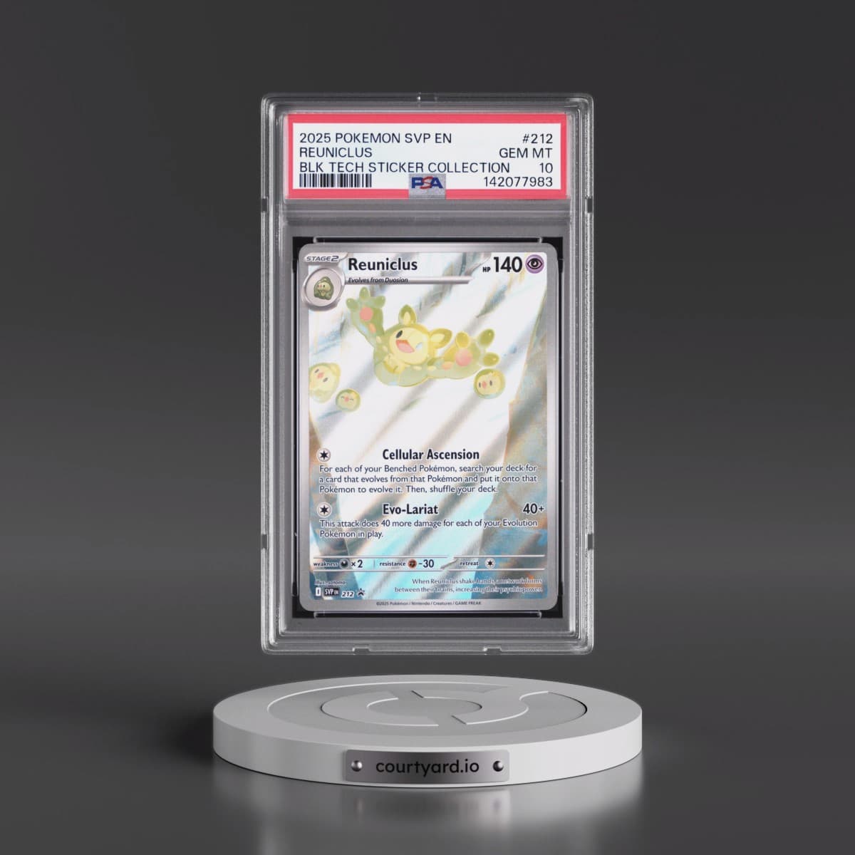2025 Pokémon Svp EN-SV Black Star Promo #212 Reuniclus - Black Bolt Tech Sticker Collection (PSA 10 GEM MINT)