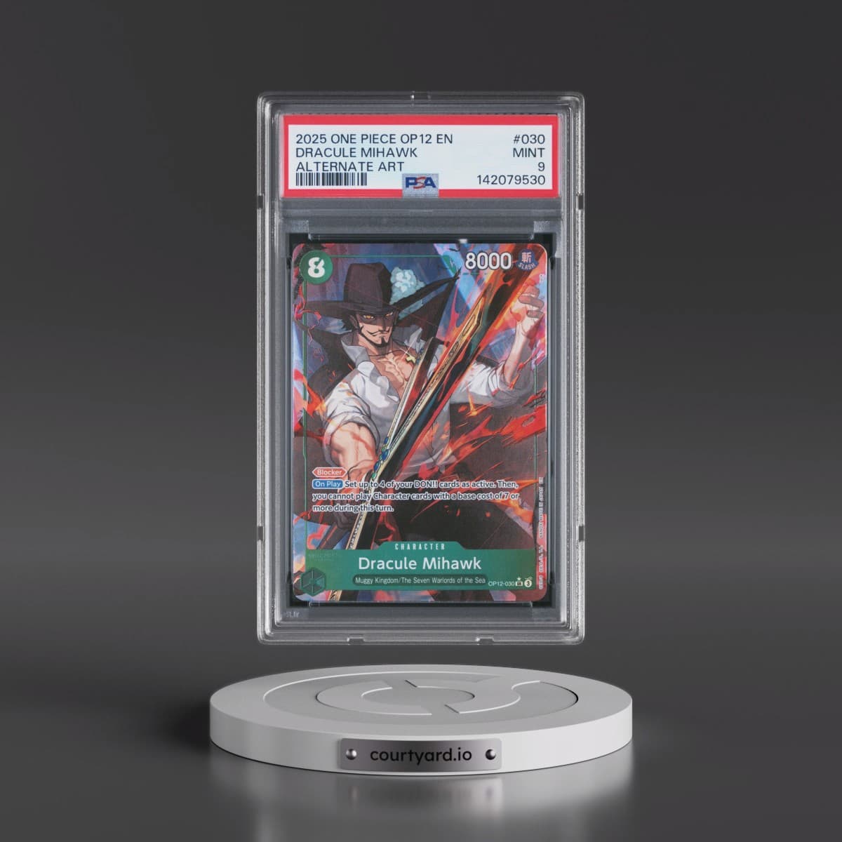 2025 One Piece OP12-Legacy of the Master #030 Dracule Mihawk - Alternate Art (PSA 9 MINT)