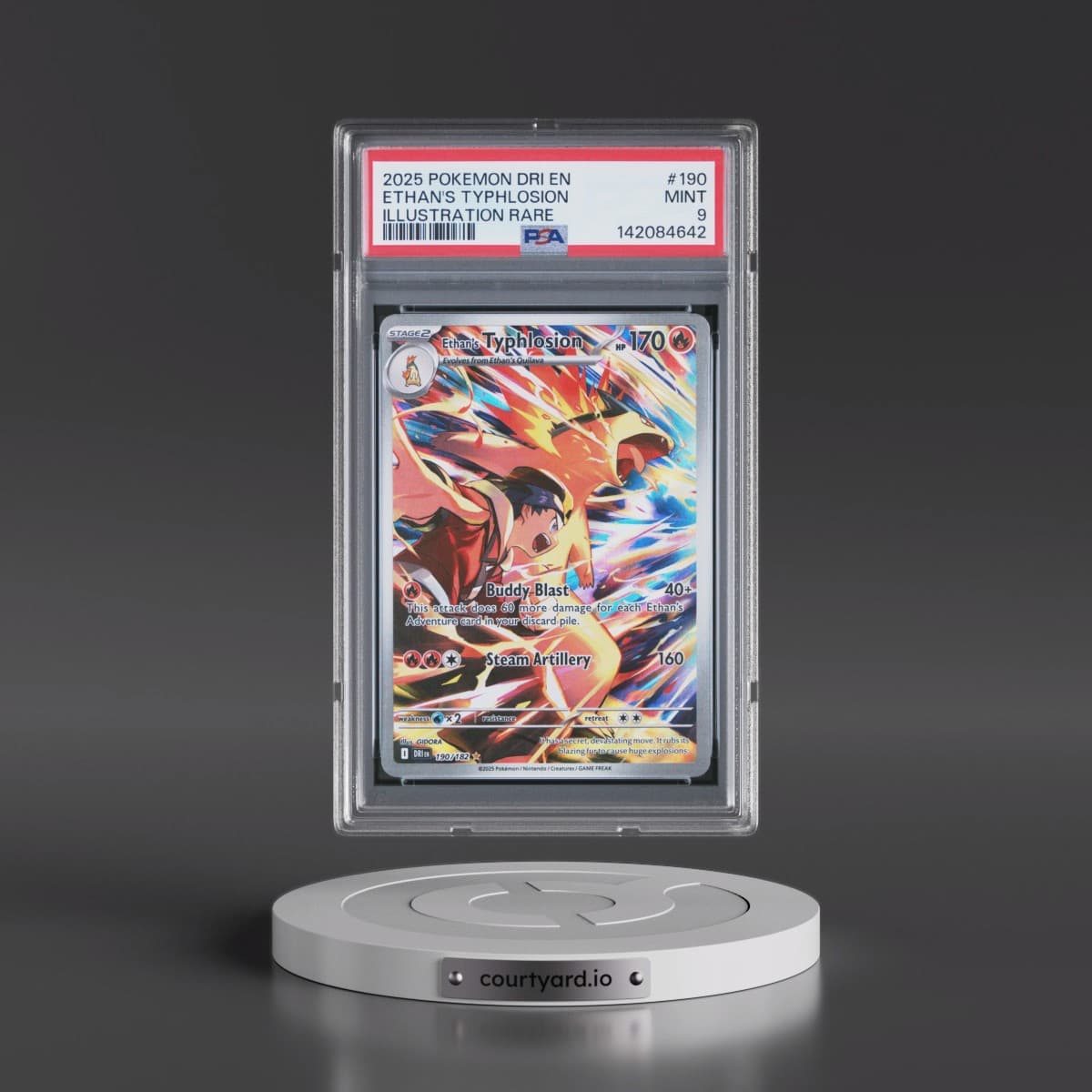 2025 Pokémon Dri EN-Destined Rivals #190 Ethan's Typhlosion - Illustration Rare (PSA 9 MINT)