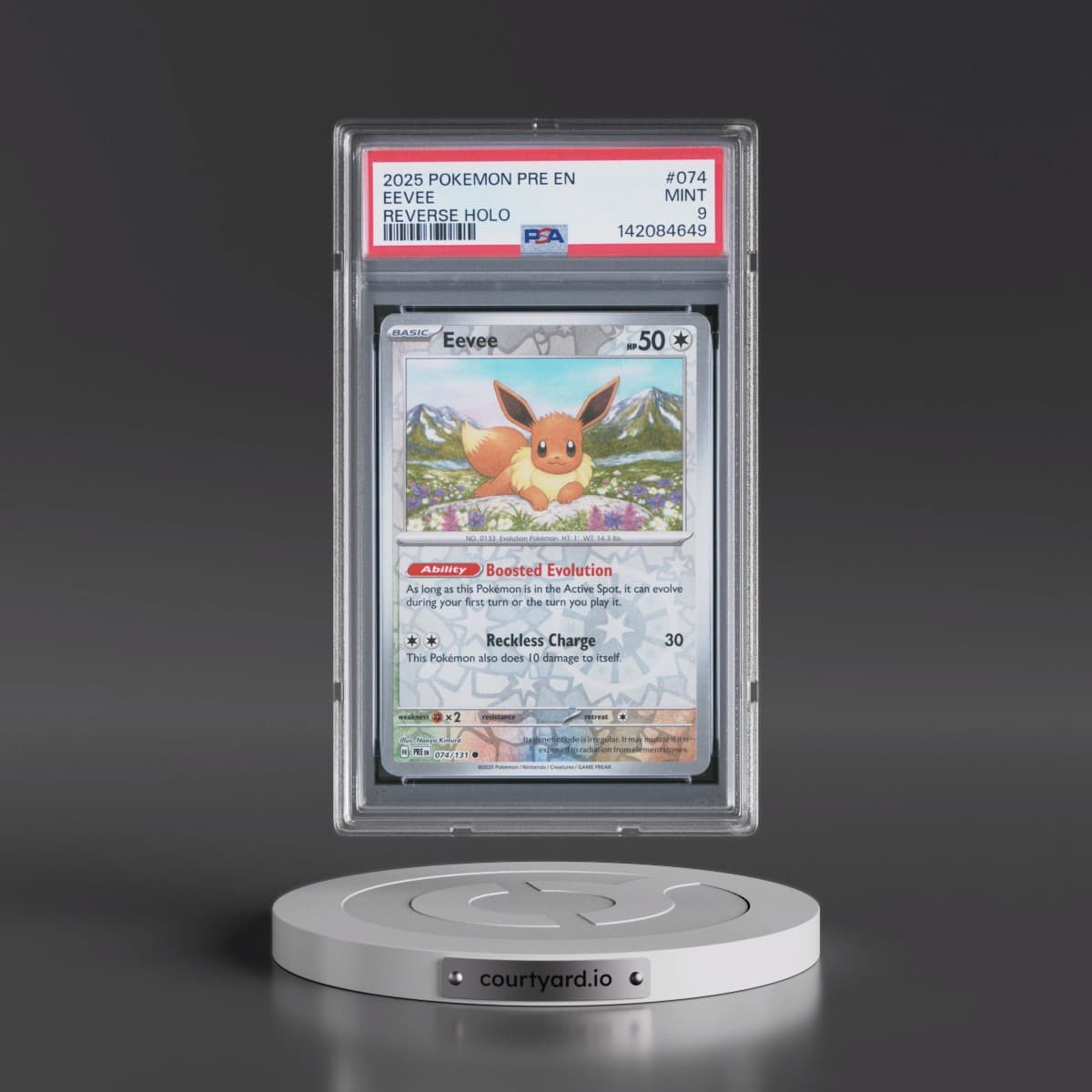 2025 Pokémon Pre EN-Prismatic Evolutions #074 Eevee - Reverse Holo (PSA 9 MINT)