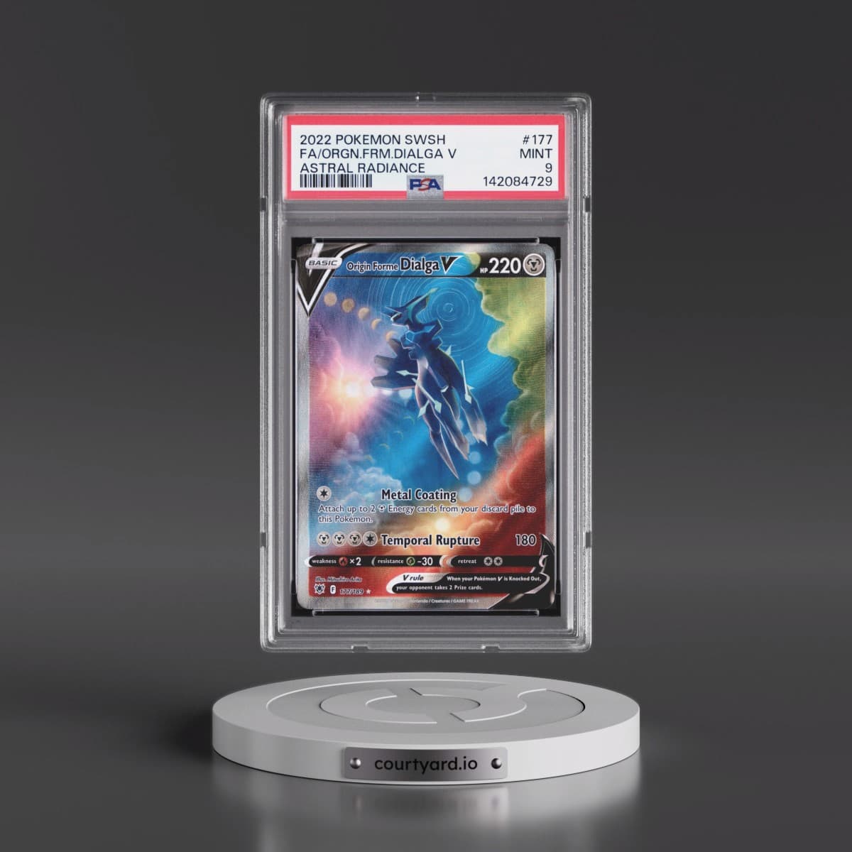 2022 Pokémon Sword & Shield Astral Radiance #177 Origin Forme Dialga V - Holo Full Art (PSA 9 MINT)