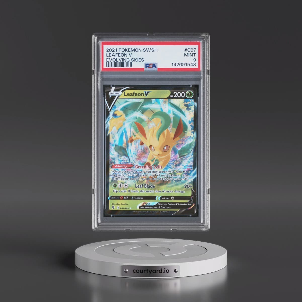 2021 Pokémon Sword & Shield Evolving Skies #007 Leafeon V - Holo (PSA 9 MINT)