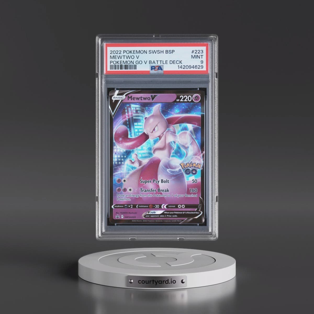 2022 Pokémon Swsh Black Star Promo #223 Mewtwo V - Holo Pokemon Go V Battle Deck (PSA 9 MINT)