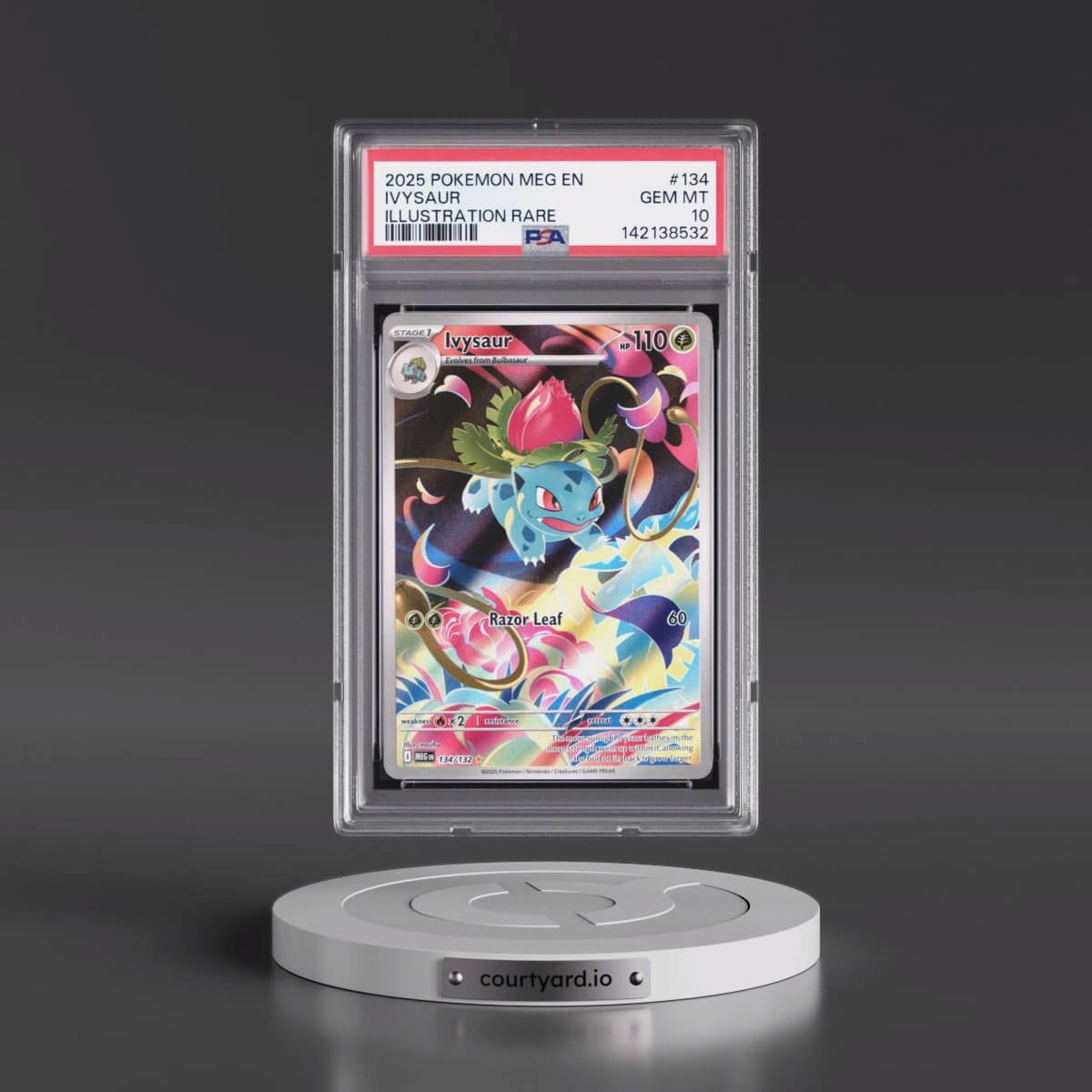 2025 Pokémon Meg EN-Mega Evolution #134 Ivysaur - Illustration Rare (PSA 10 GEM MINT)