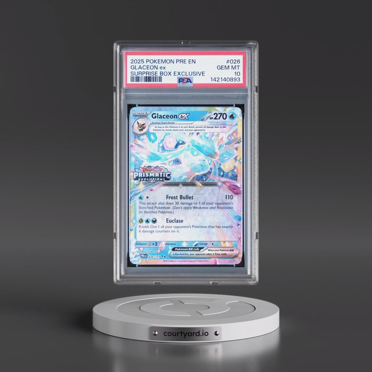 2025 Pokémon Pre EN-Prismatic Evolutions #026 Glaceon EX - Holo Surprise Box Exclusive (PSA 10 GEM MINT)