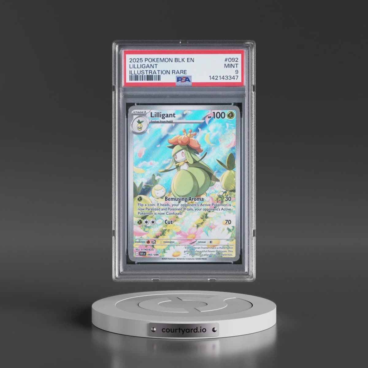 2025 Pokémon Blk EN-Black Bolt #092 Lilligant - Illustration Rare (PSA 9 MINT)
