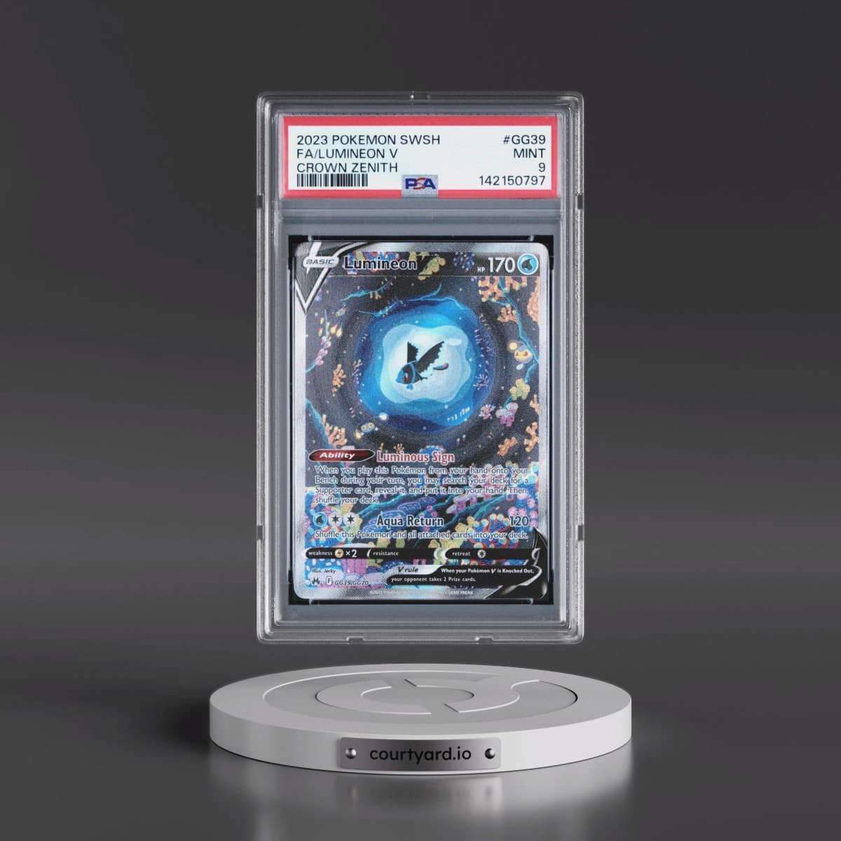 2023 Pokémon Sword and Shield Crown Zenith #GG39 Lumineon V - Holo Full Art (PSA 9 MINT)