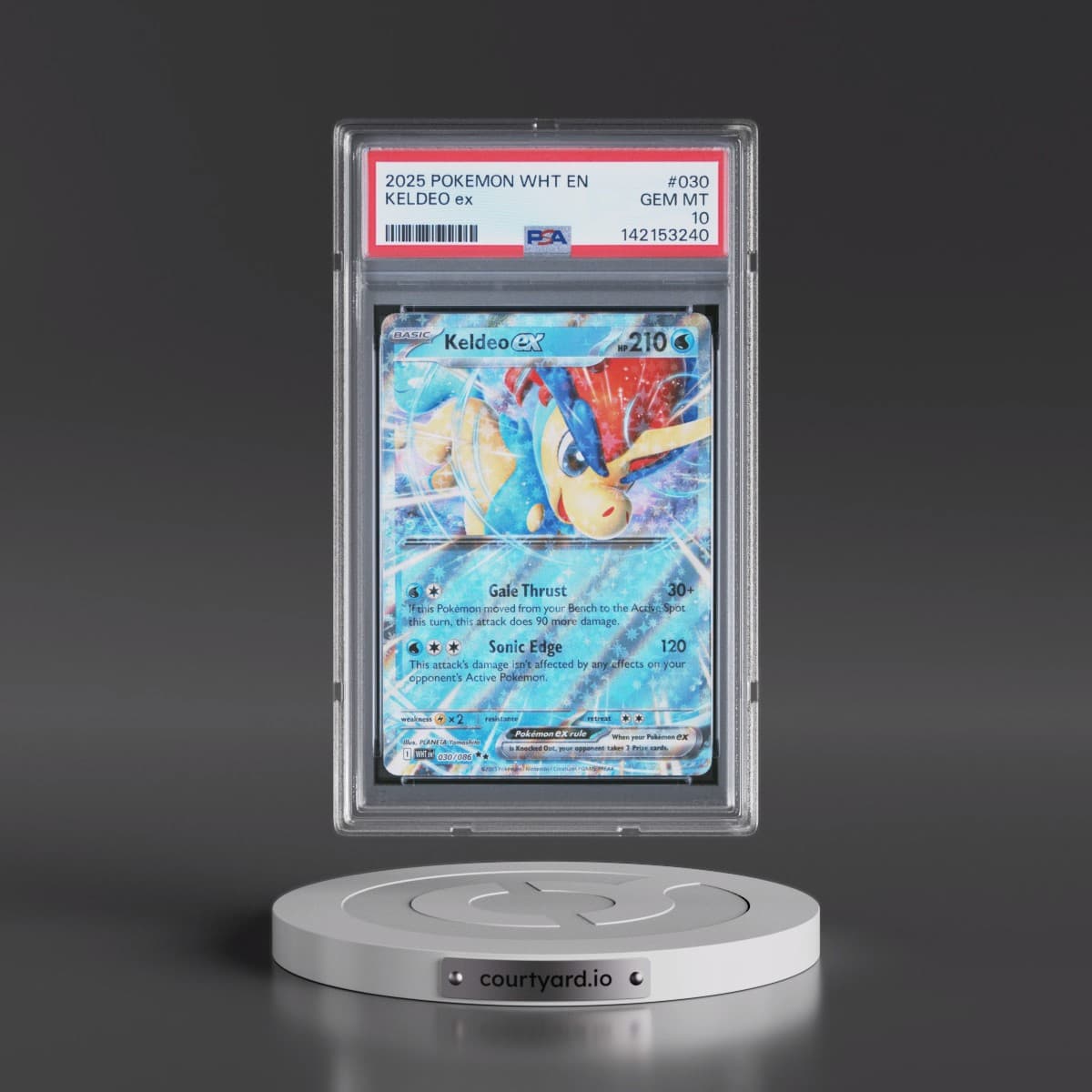 2025 Pokémon Wht EN-White Flare #030 Keldeo EX - Holo (PSA 10 GEM MINT)