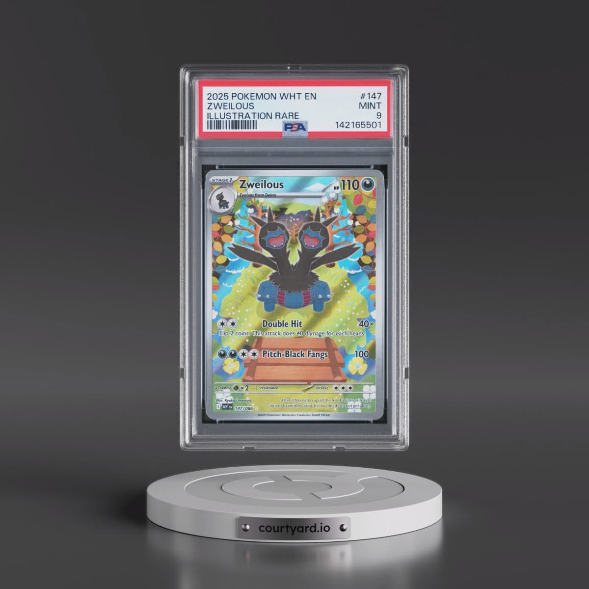 2025 Pokémon Wht EN-White Flare #147 Zweilous - Illustration Rare (PSA 9 MINT)
