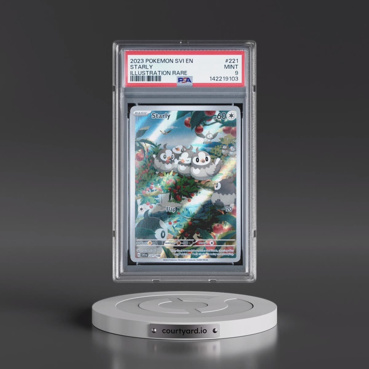 2023 Pokémon Svi EN-Scarlet & Violet #221 Starly - Illustration Rare (PSA 9 MINT)