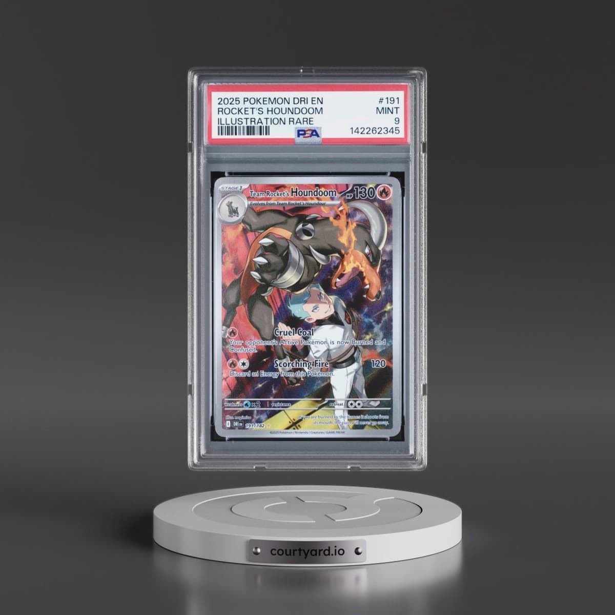 2025 Pokémon Dri EN-Destined Rivals #191 Team Rocket's Houndoom - Illustration Rare (PSA 9 MINT)