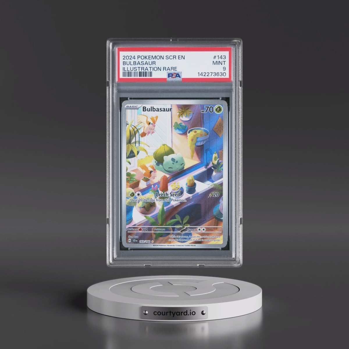 2024 Pokémon Scr EN-Stellar Crown #143 Bulbasaur - Illustration Rare (PSA 9 MINT)
