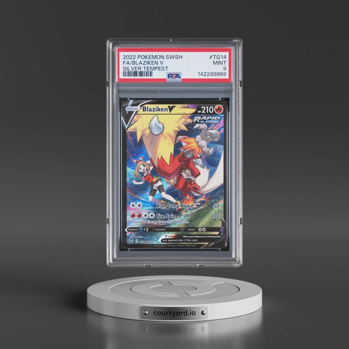 2022 Pokémon Sword & Shield Silver Tempest #TG14 Blaziken V - Holo Full Art (PSA 9 MINT)