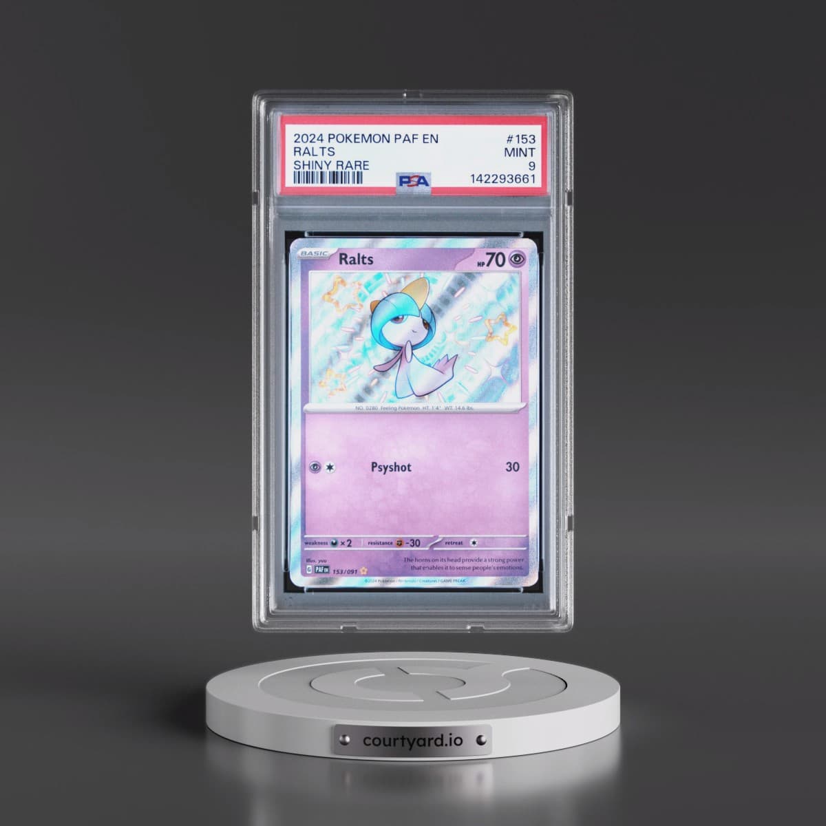 2024 Pokémon Paf EN-Paldean Fates #153 Ralts - Shiny Rare (PSA 9 MINT)