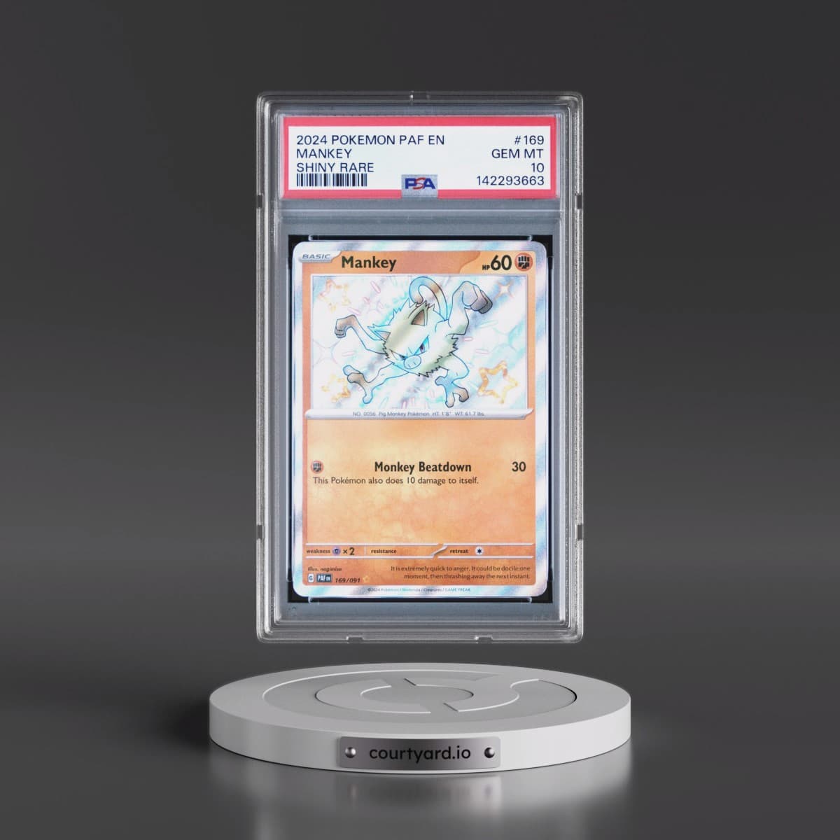 2024 Pokémon Paf EN-Paldean Fates #169 Mankey - Shiny Rare (PSA 10 GEM MINT)