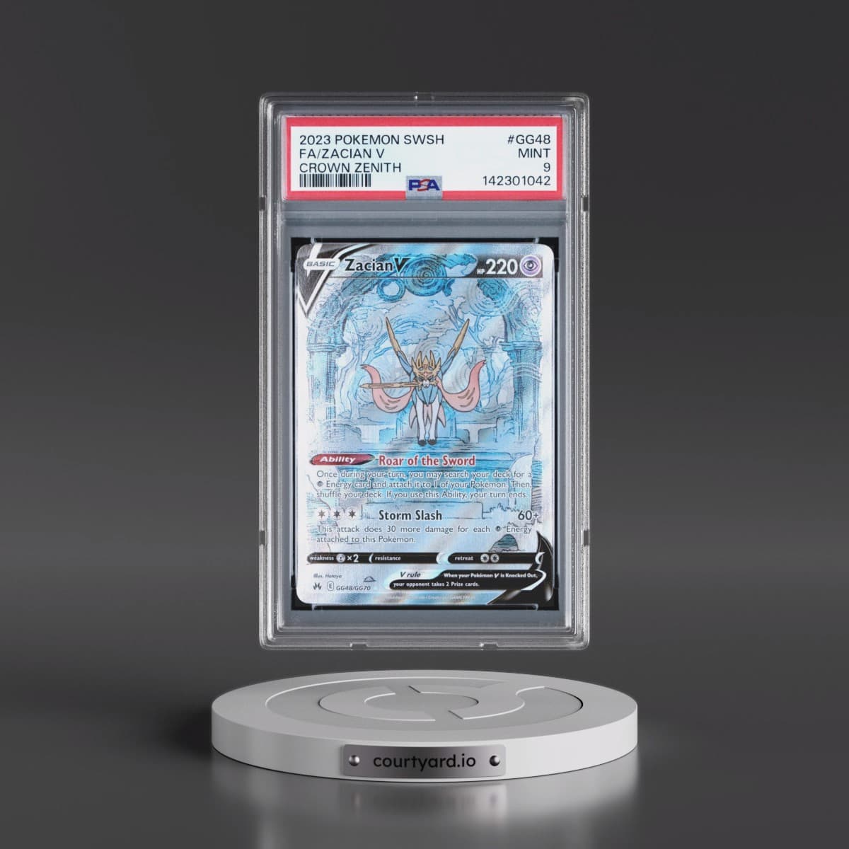 2023 Pokémon Sword and Shield Crown Zenith #GG48 Zacian V - Holo Full Art (PSA 9 MINT)