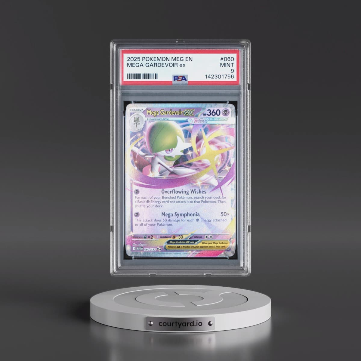 2025 Pokémon Meg EN-Mega Evolution #060 Mega Gardevoir EX - Holo (PSA 9 MINT)