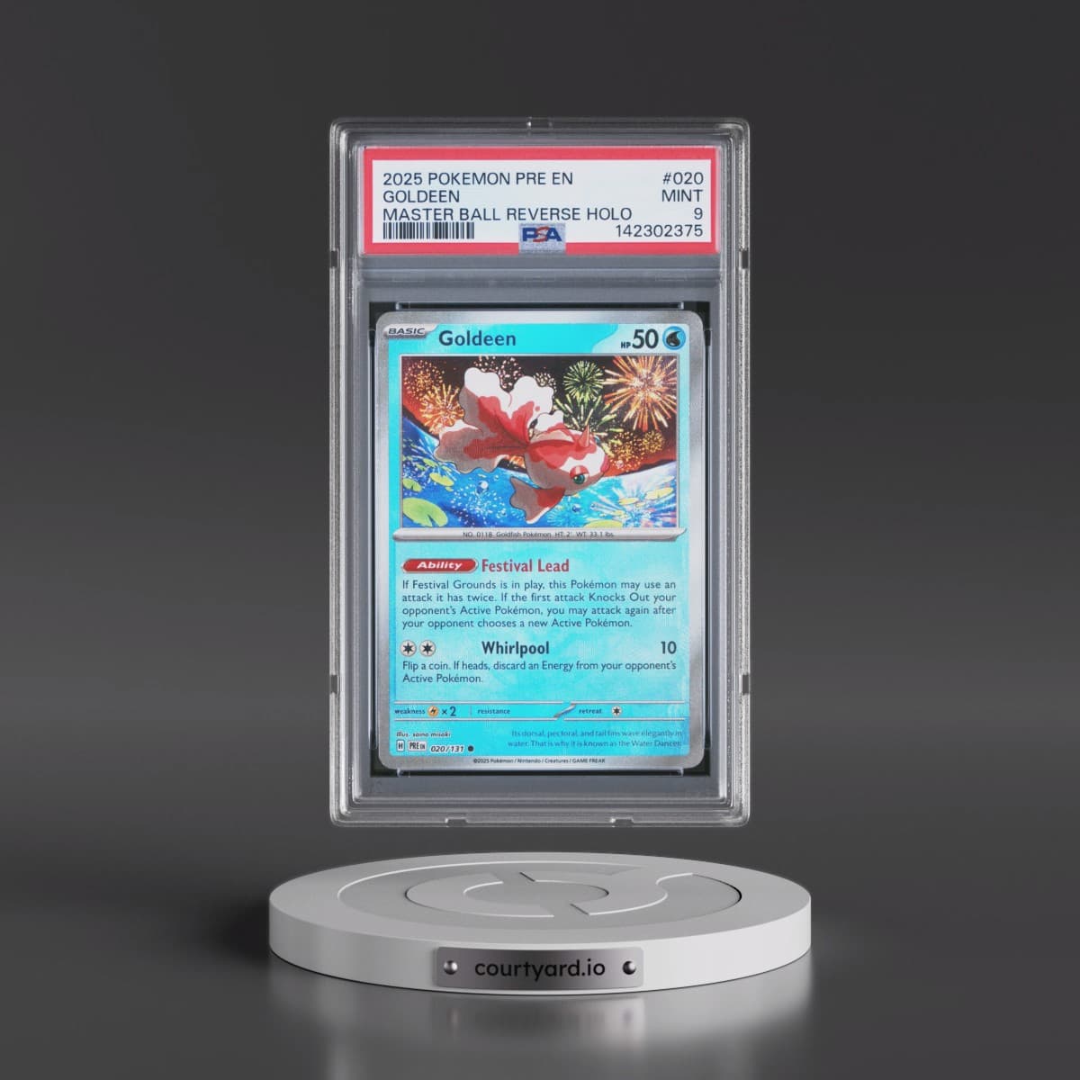 2025 Pokémon Pre EN-Prismatic Evolutions #020 Goldeen - Reverse Holo Master Ball (PSA 9 MINT)
