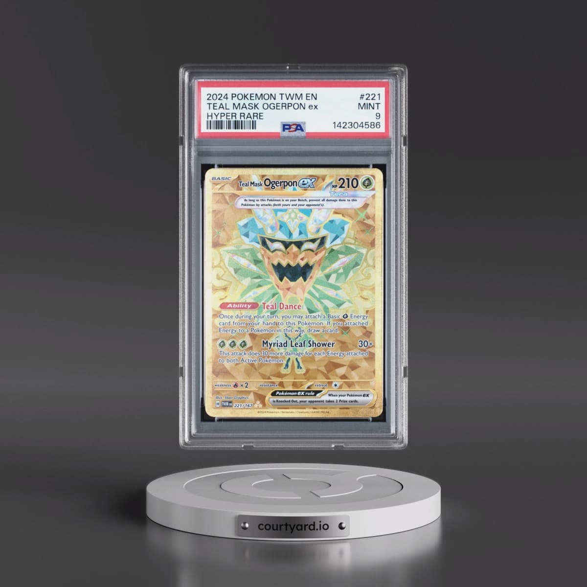 2024 Pokémon Twm EN-Twilight Masquerade #221 Teal Mask Ogerpon EX - Holo Hyper Rare (PSA 9 MINT)