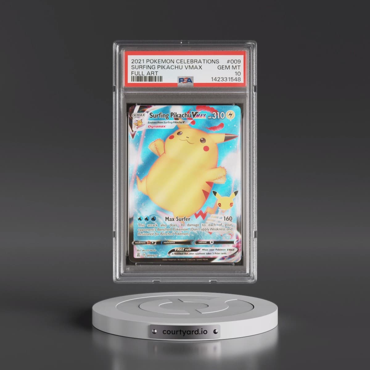 2021 Pokémon Celebrations #009 Surfing Pikachu Vmax - Full Art (PSA 10 GEM MINT)