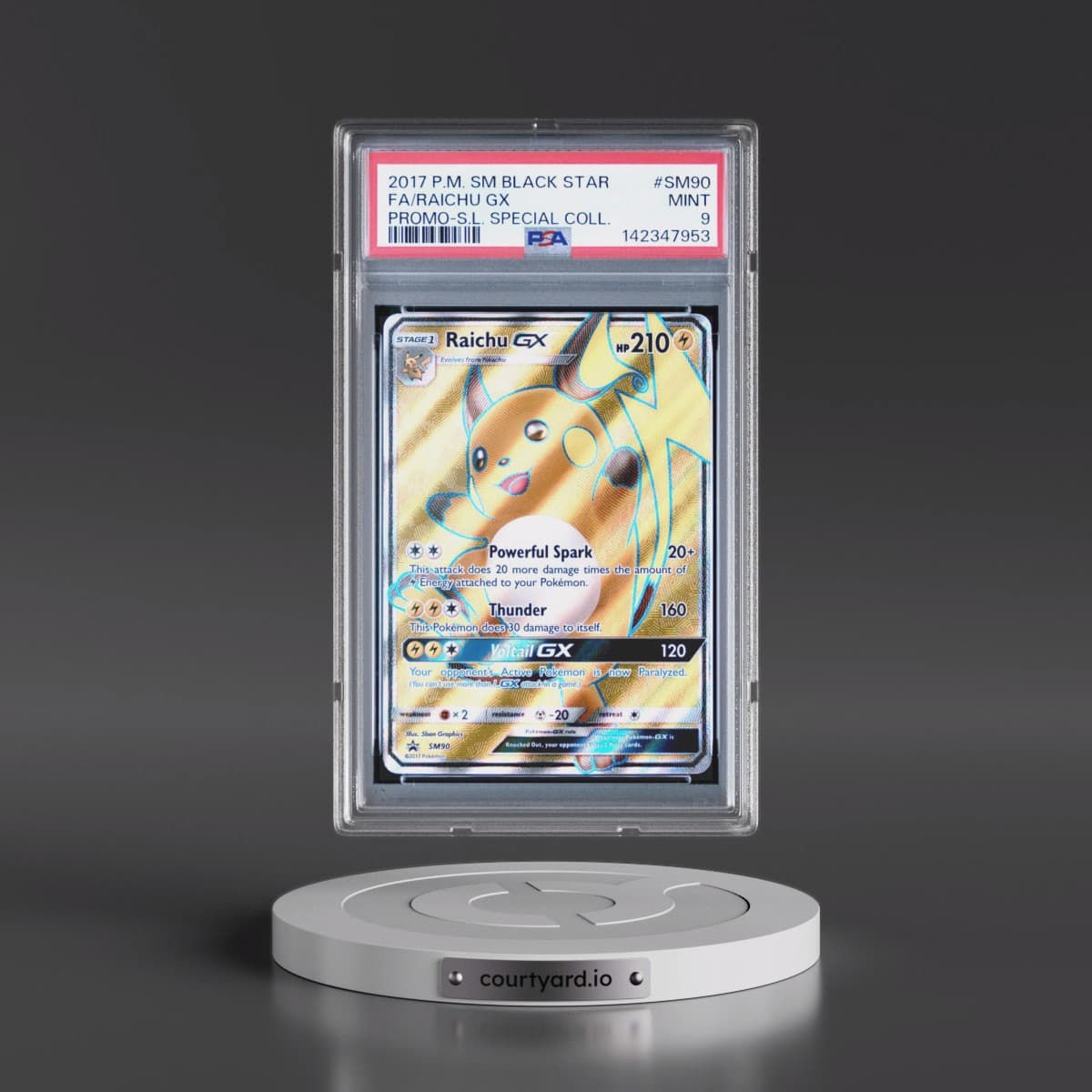 2017 Pokémon SM Black Star Promo #SM90 Raichu GX - Holo Full Art Shining Legends Special Collection (PSA 9 MINT)