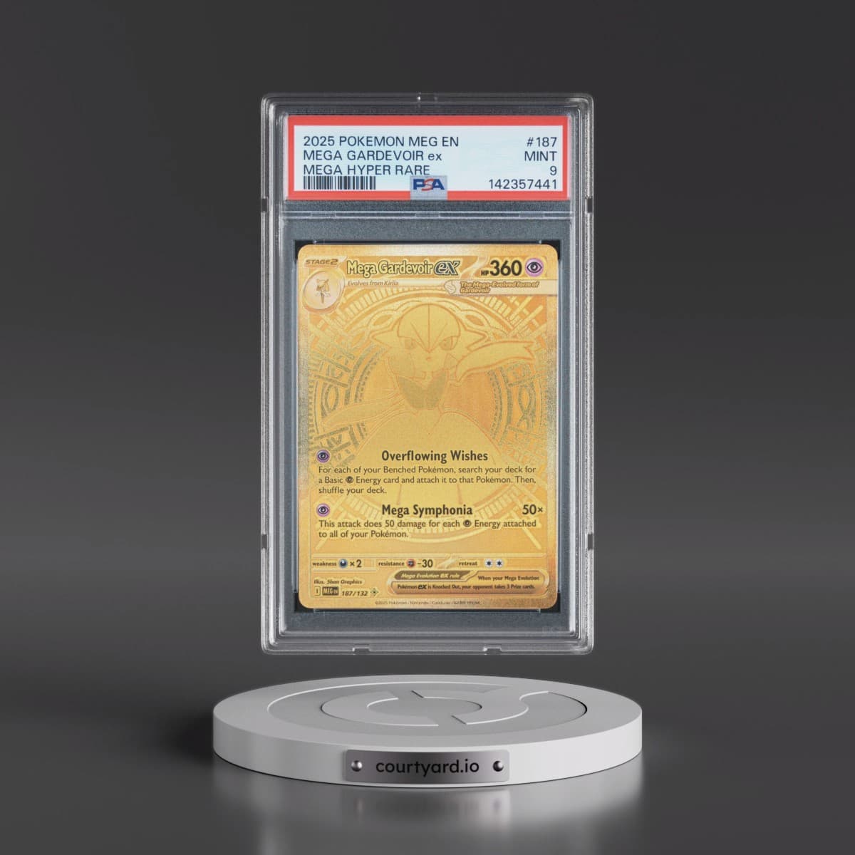 2025 Pokémon Meg EN-Mega Evolution #187 Mega Gardevoir EX - Holo Mega Hyper Rare (PSA 9 MINT)