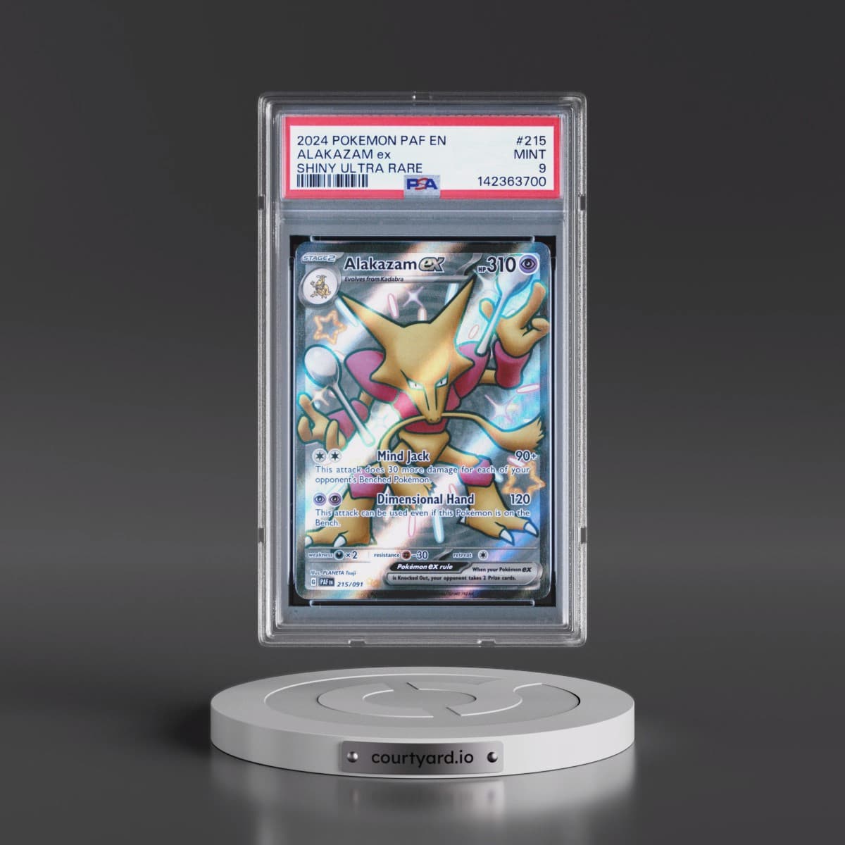 2024 Pokémon Paf EN-Paldean Fates #215 Alakazam EX - Holo Shiny Ultra Rare (PSA 9 MINT)