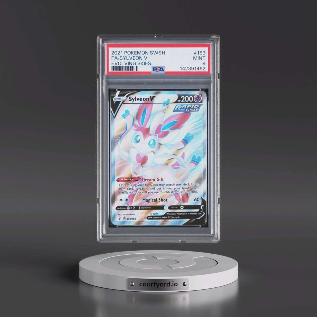 2021 Pokémon Sword & Shield Evolving Skies #183 Sylveon V - Holo Full Art (PSA 9 MINT)