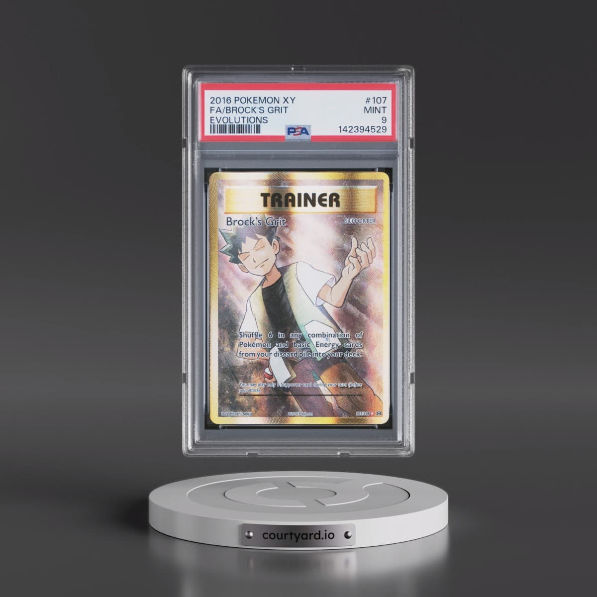 2016 Pokémon XY Evolutions #107 Brock's Grit - Full Art (PSA 9 MINT)