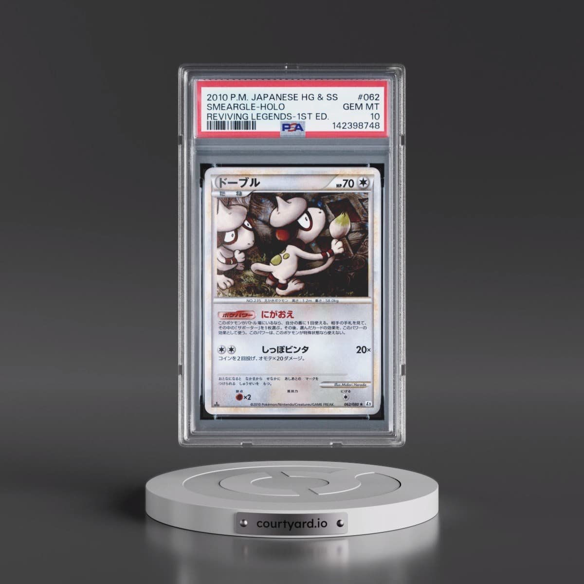 2010 Pokémon Reviving Legends #062 Smeargle - 1st Edition Holo (PSA 10 GEM MINT)