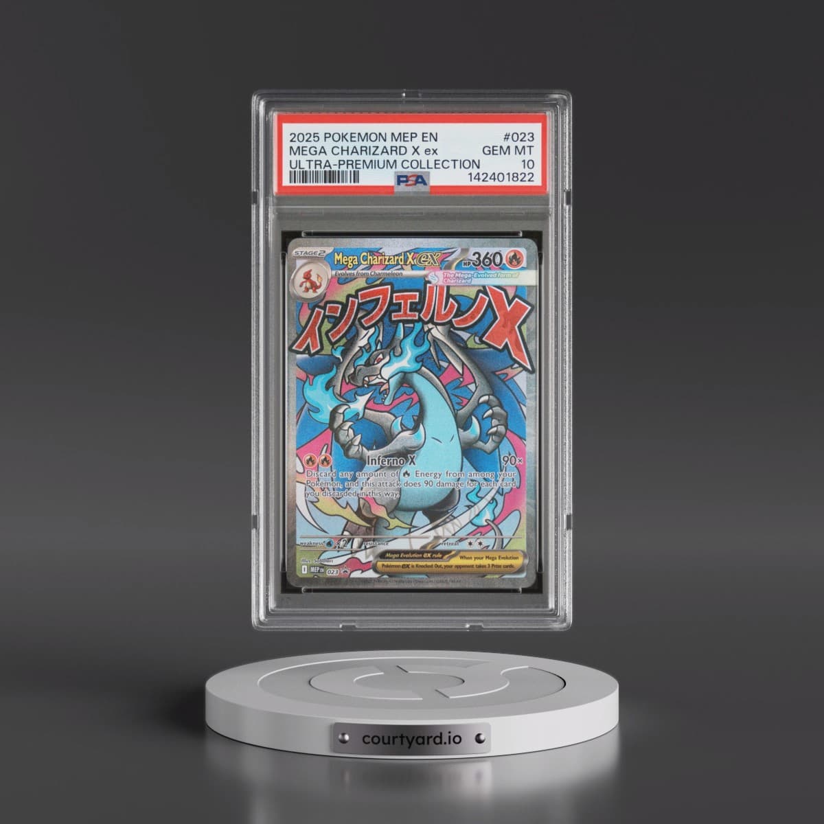 2025 Pokémon Mep EN-Me Black Star Promo #023 Mega Charizard X EX - Holo Mega Charizard X EX Ultra-Premium Collection (PSA 10 GEM MINT)