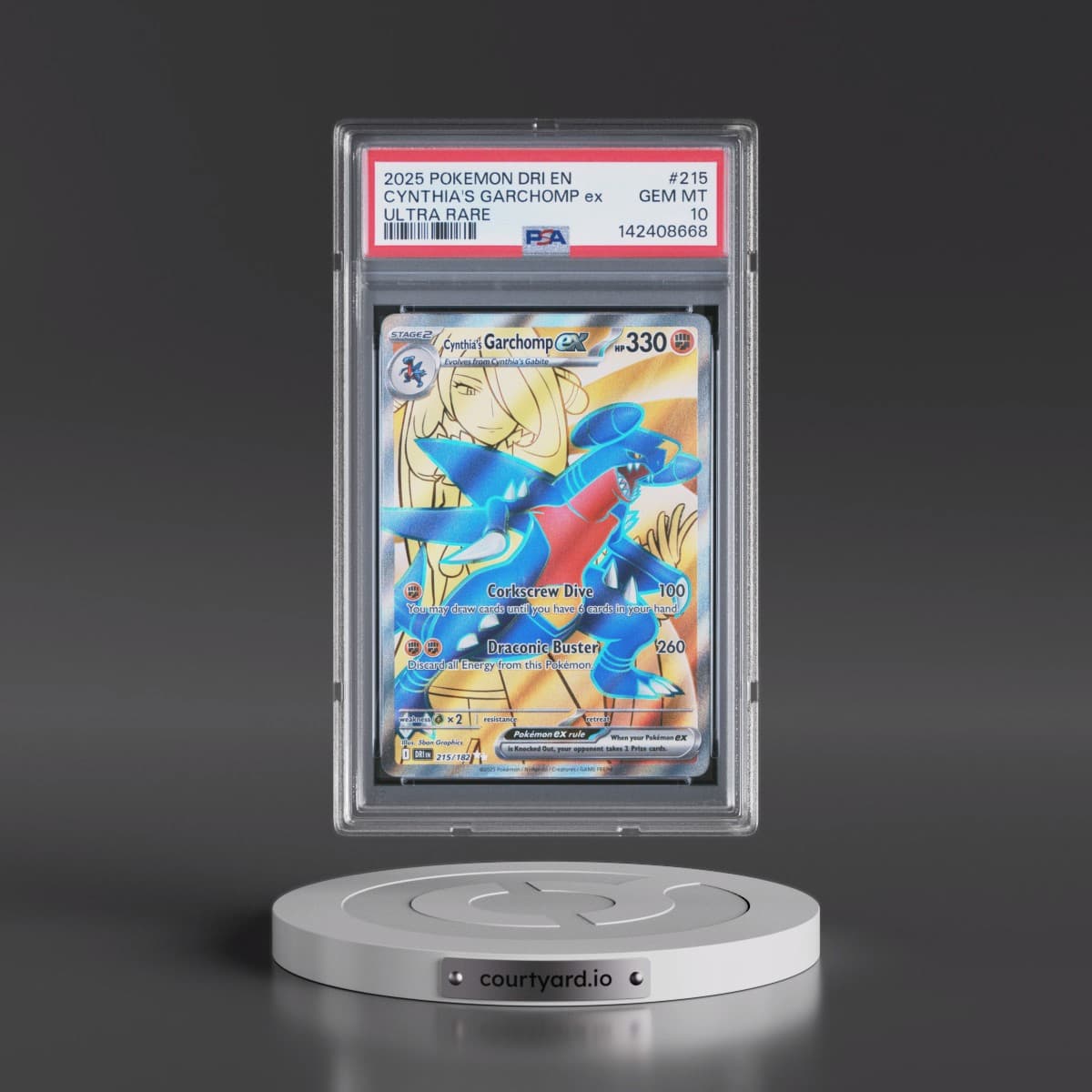 2025 Pokémon Dri EN-Destined Rivals #215 Cynthia's Garchomp EX - Holo Ultra Rare (PSA 10 GEM MINT)