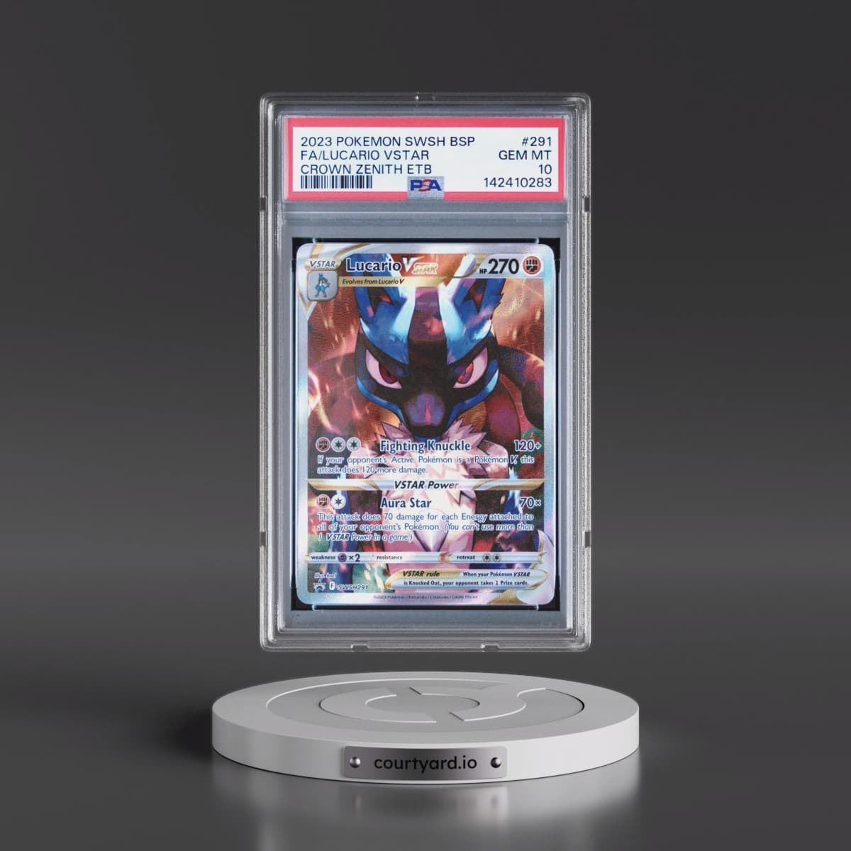 2023 Pokémon Swsh Black Star Promo #291 Lucario Vstar - Full Art Crown Zenith Elite Trainer Box (PSA 10 GEM MINT)