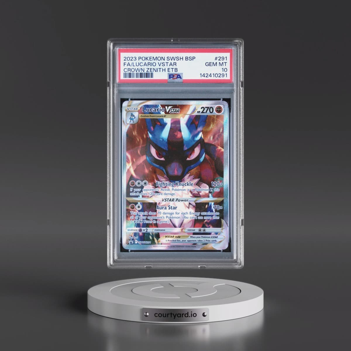 2023 Pokémon Swsh Black Star Promo #291 Lucario Vstar - Full Art Crown Zenith Elite Trainer Box (PSA 10 GEM MINT)