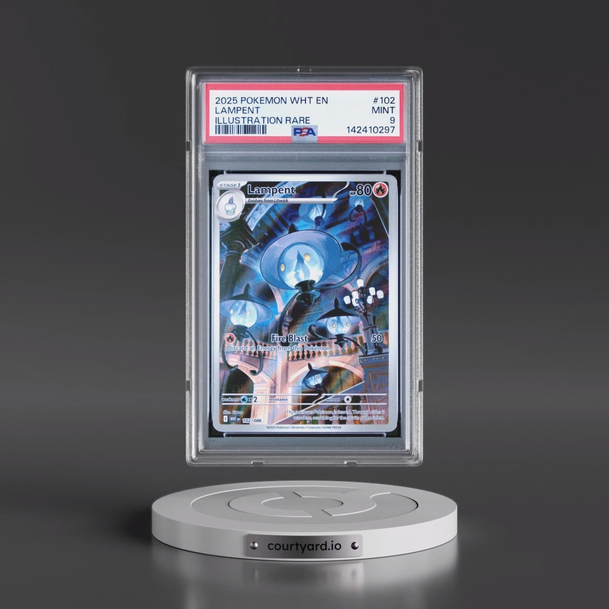 2025 Pokémon Wht EN-White Flare #102 Lampent - Illustration Rare (PSA 9 MINT)